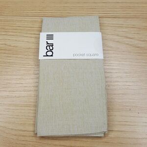 BAR lll Mens Pocket Square Tan Woven Cotton Blend Linen Like Beach